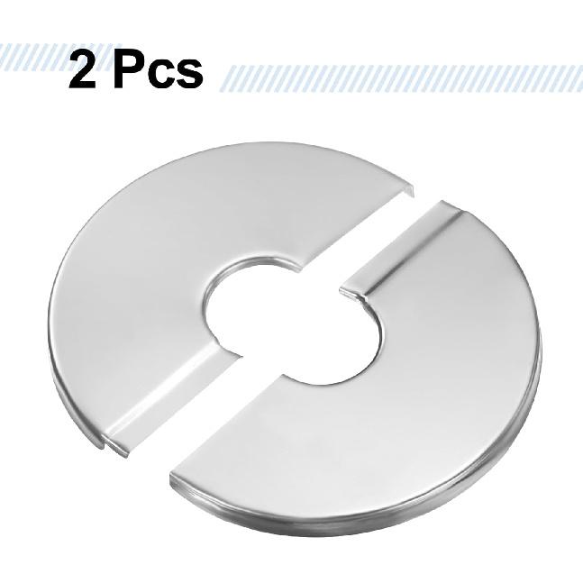 HARFINGTON 2pcs Wall Split Flange 0.67" (17mm) Stainless Steel Round Self-Adhesive Split Flange Pipe Cover Clip-on Escutcheon Collar for Floor