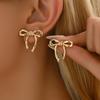 Bowknot Drop Earrings - Elegant Boho Style Dangle Bow Ribbon Earrings with Stainless Steel Post for Women, Fashionable
