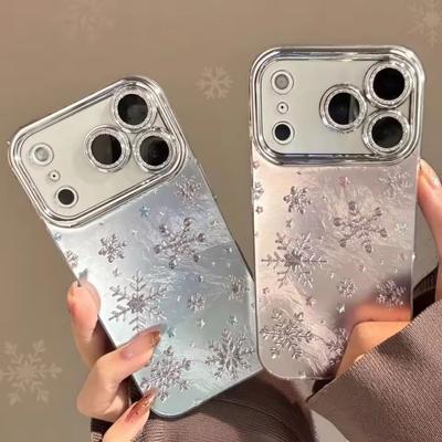 Winter Christmas Snowflakes Glitter Phone Case For iPhone 17 16 Pro Max 15 14 13 12 Pro 11 Shockproof Silicone Back Cover