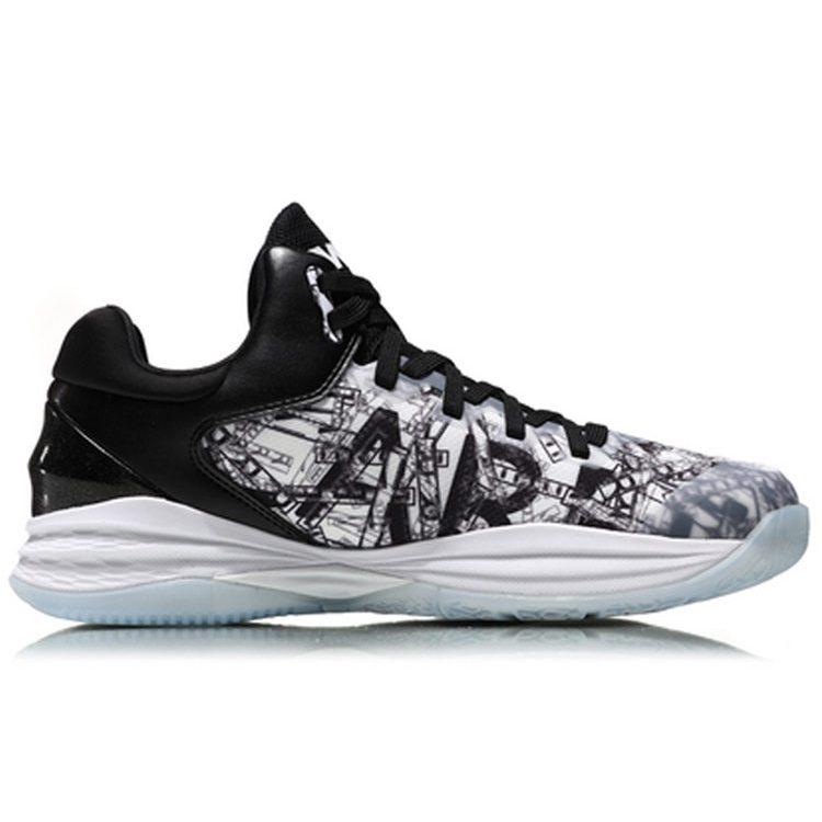 Li Ning Night Stalker Cushioning Balance Low Top Basketball Shoes Men's Black White Graffiti ABAN071-1