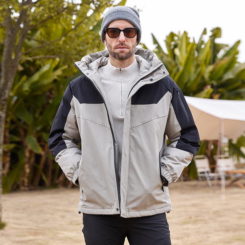 

Winter new down jacket Korean version outdoor contrast color hooded white duck down thickened warm youth down jacket men s clothing 4XL