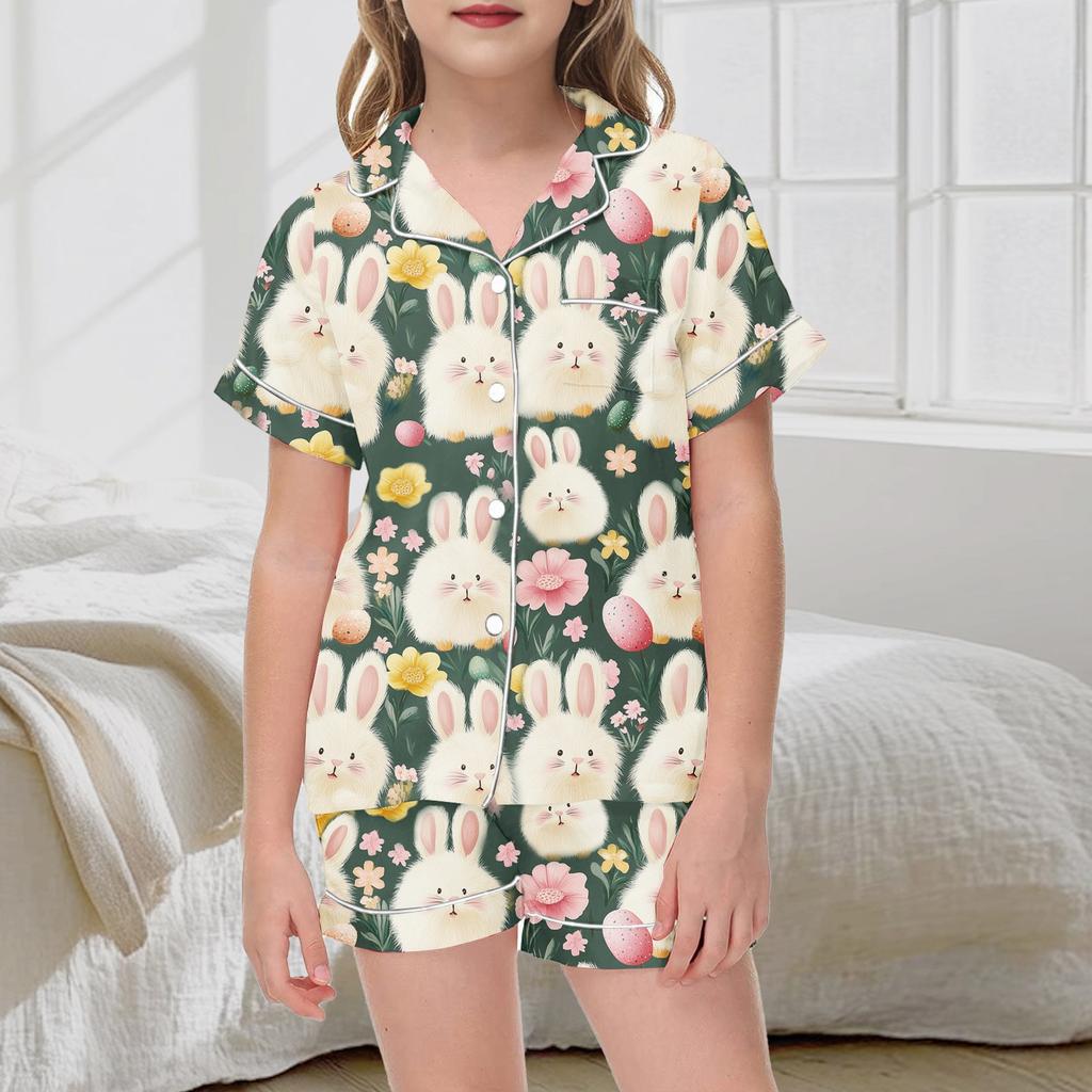 Kids' Printed Pajama Set - Short Sleeve & Shorts Sleepwear