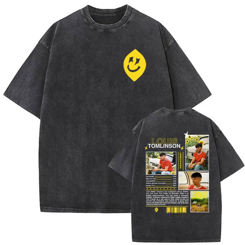 Retro Washed Louis Tomlinson How Did I Get Here Tour Print T Shirts Men Women Casual Fashion Oversized T-shirt