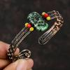 Ruby Zoisite Copper Cuff Bracelet Yellow & Red Coral Beads Bangle Copper Wire Wrapped Jewelry Adjustable Bracelet Gemstone Handmade Jewelry