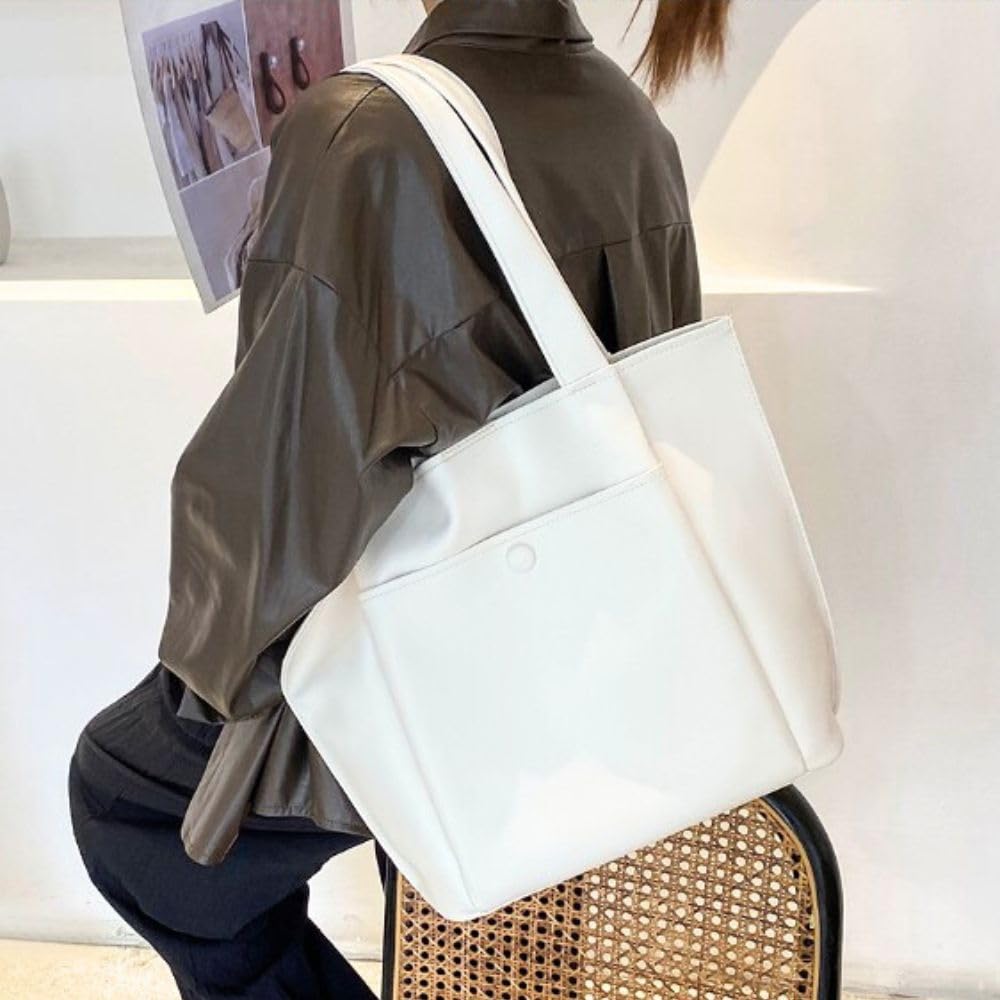 Homarina Women's Tote Bag, Handbag, Business Bag, Fits A4 Sizes, Shoulder Bag (White)
