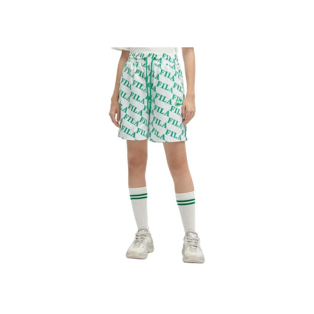 Fila Letter Mid Waist Loose Color Block Straight Casual Shorts Women Shorts F11W419804F-ZB