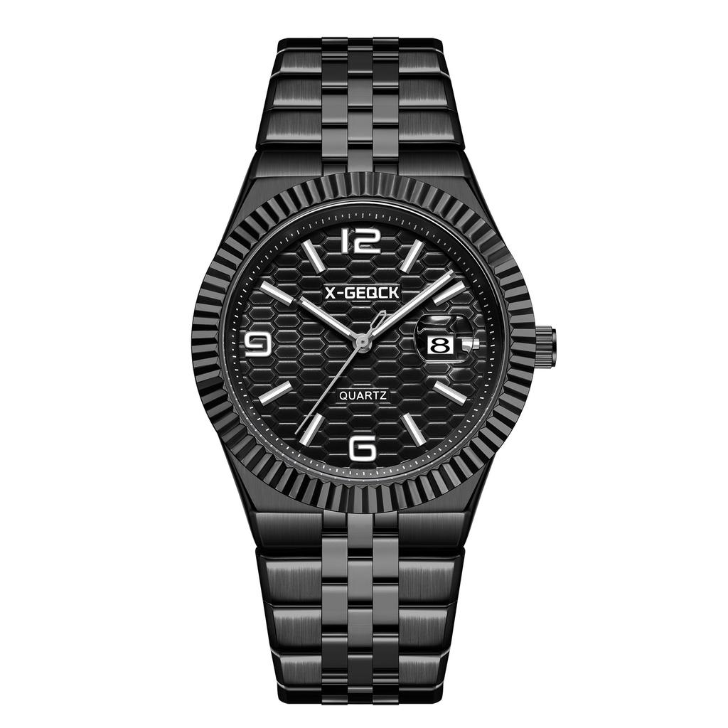 High Quality Luxury Stainless Steel Strap Quartz Watch Calendar Multi Color Waterproof Night Light Men's Watch