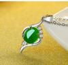 Natürliche grüne Jade Chalcedon Oval Anhänger 925 Silber Halskette chinesische geschnitzte Charme Schmuck Mode Amulett Geschenke für Frauen