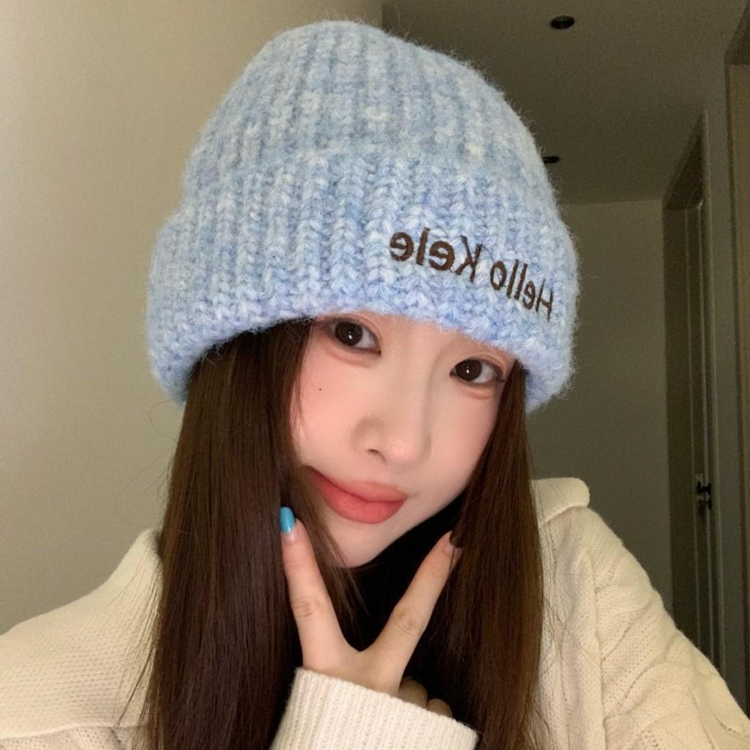 2025 New Alphabet Embroidery Fashion Hat Wool Hat Foreign Knitted Hat Premium Warm Versatile Cold Hat