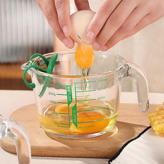 Glass Measuring Cup 500/1000ml Heat-Resistant Measuring Jug with Spout & Markings Kitchen Measuring Tools