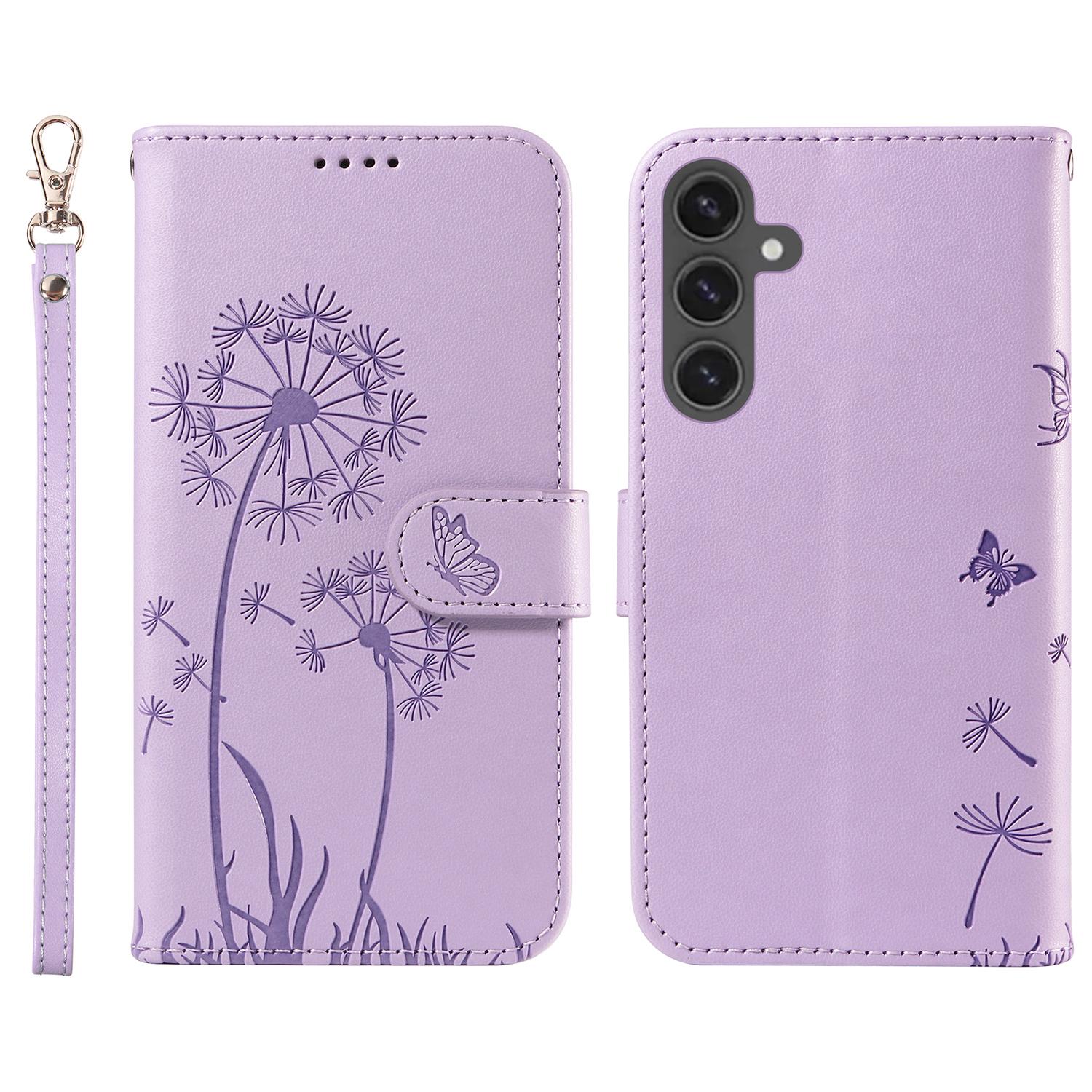 

Для Samsung Galaxy S24 FE Кожаный чехол-бумажник Чехол для телефона Отпечаток одуванчика B