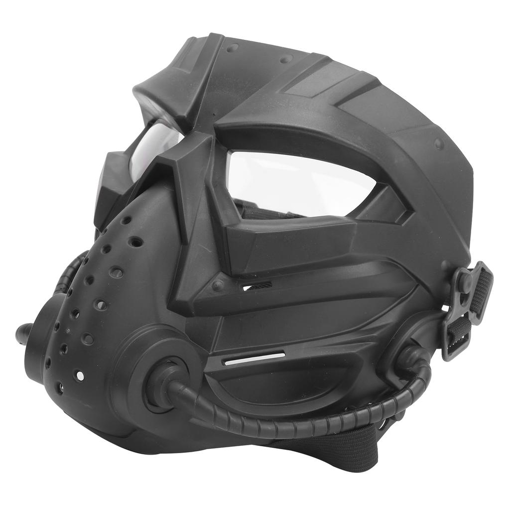Black Full Face Guard Protection Transparent Lens Ergonomic for CS Game Halloween Outdoor Activities