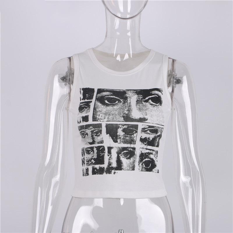 Y2K Summer Pattern Printed Short Gothic Tank Top