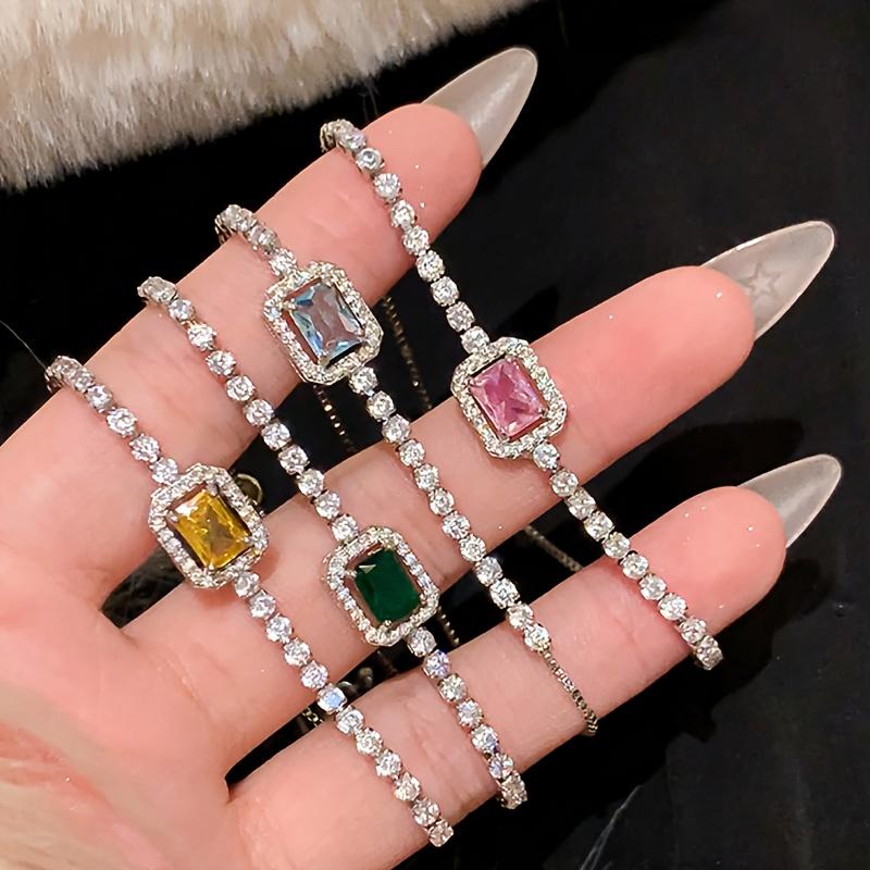 One Square Sugar Sparkling Faux Bracelet Jewelry Women's High-End Wristband