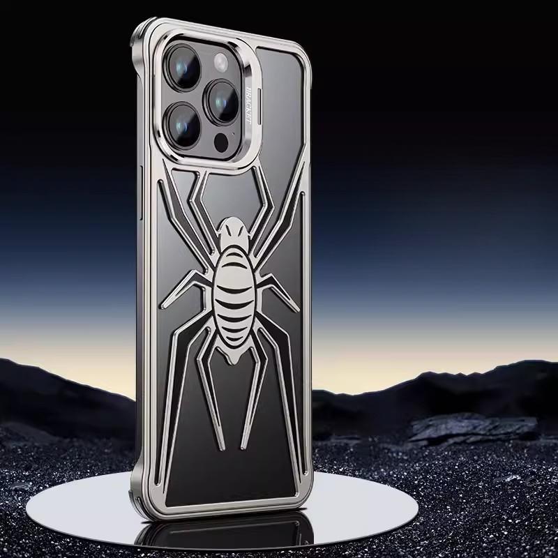 

Подходит для iPhone15proMax Металлический чехол для телефона Spider Armor Apple 14 Полый Безрамочный 13 Защитный чехол iPhone13proMax