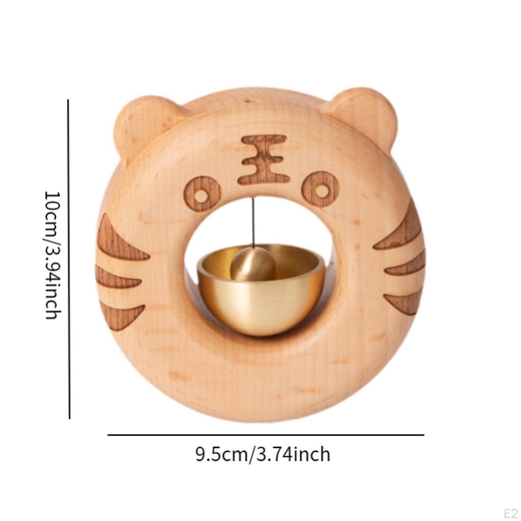 Shopkeepers Bell Welcome Wind Chime Rustic Decorative Small Brass Wood Doorbell for Home Barn