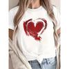 Heart Print Crew Neck T-shirt, Casual Short Sleeve Top For Spring & Summer, Women's Clothing