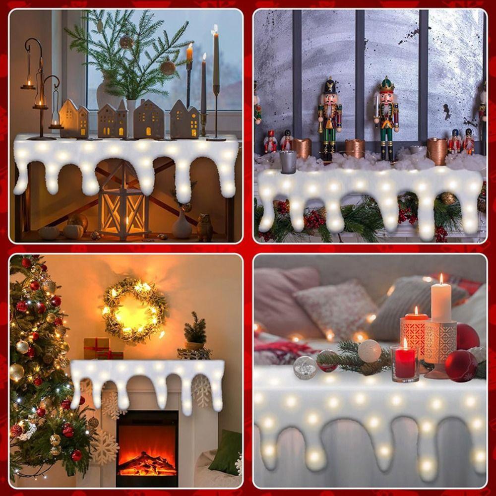 with LED Lighted Christmas Snow Blanket Warm White Thickened Fluffy Faux Snow Sheet Xmas Artificial Holiday Decor