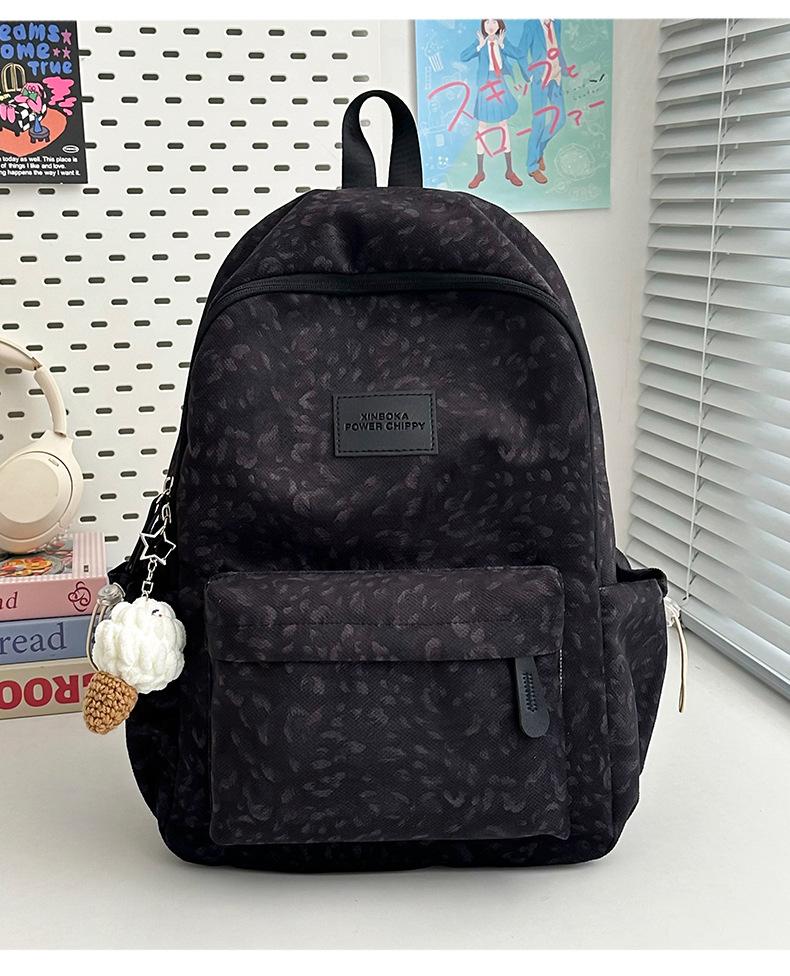 Schoolbag New Large-capacity Backpack High-value Leopard Print Schoolbag Sweet Junior High School Backpack Travel Campus Backpack