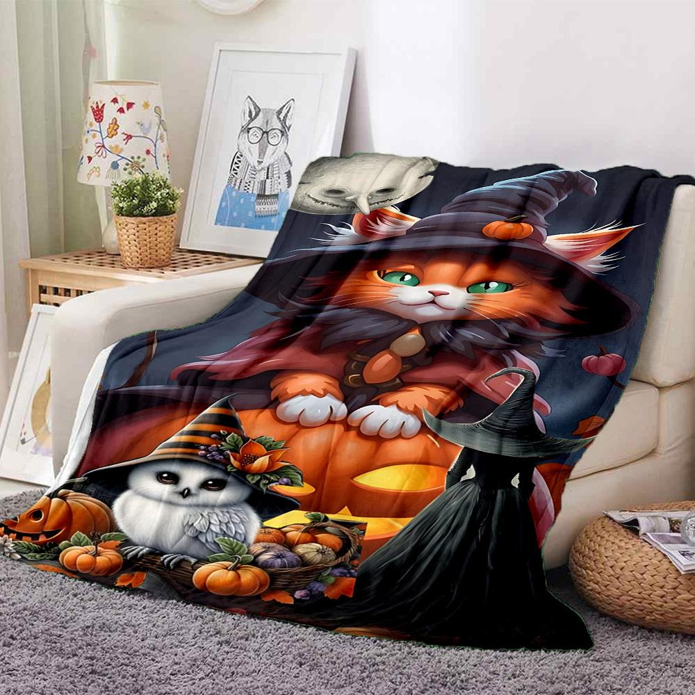 1pc Halloween Cat Costume Blanket Lightweight Blanket Throw Blanket For Sofa, Bed, Travel, Camping, Livingroom, Office, Couch, Chair yy251010015
