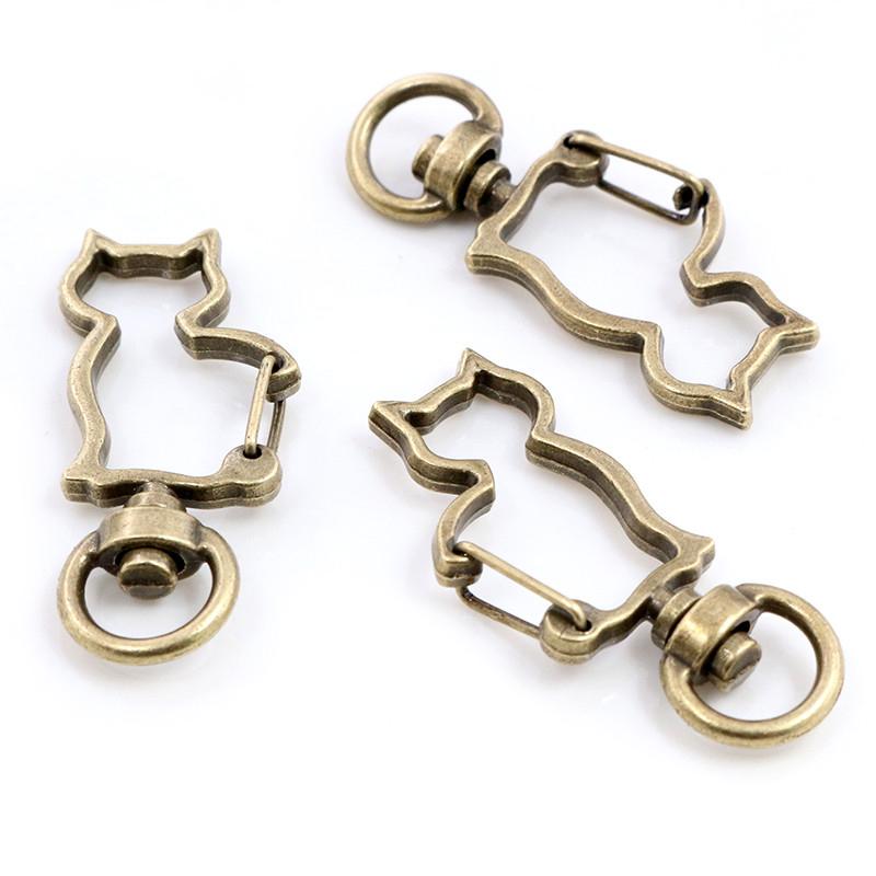 10pcs Cat Heart Snap Hook Trigger Clips Buckles For Keychain Lobster Lobster Clasp Hooks for Key Ring Clasp Jewelry Supplies