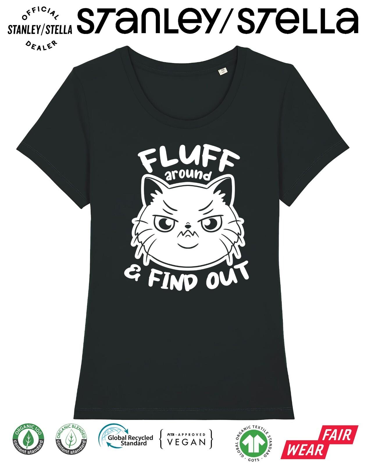 Fluff And Find Out Funny Cat T-Shirt Mens Womens Tees Top Womens Gift / Premium Quality L