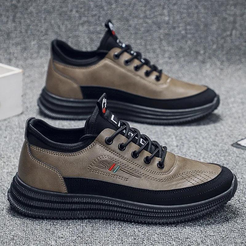 Fashion Brand Men's Casual Shoes High End Genuine Leather Loafers Elasticity Soft Sole Walking Shoes Comfortable Driving Shoes