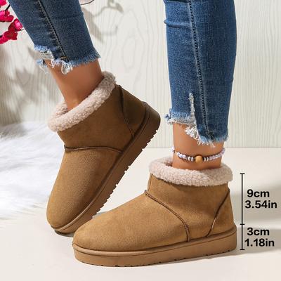 Thick Plush Platform Snow Boots Women Winter Fashion Round Toe Suede Slip-On Casual Comfortable Women's Ankle Boots