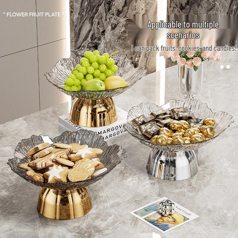 Elegante Bloemen Fruitschaal met Hoge Voet - Stijlvolle Decoratieve Dessert- & Snackserveerschaal voor Woonkamer