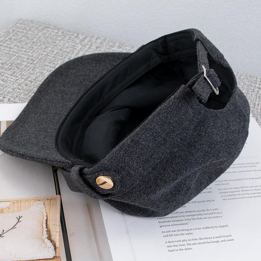 Autumn and winter flat top hat retro equestrian hat women's versatile solid color face newsboy hat old money style painter hat