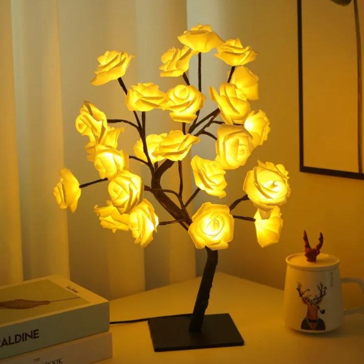 LED Rose Tree Lamp, USB Powered Flower Night Light, Atmosphere Lighting for Holiday Parties Weddings Gift Lover Home Decor