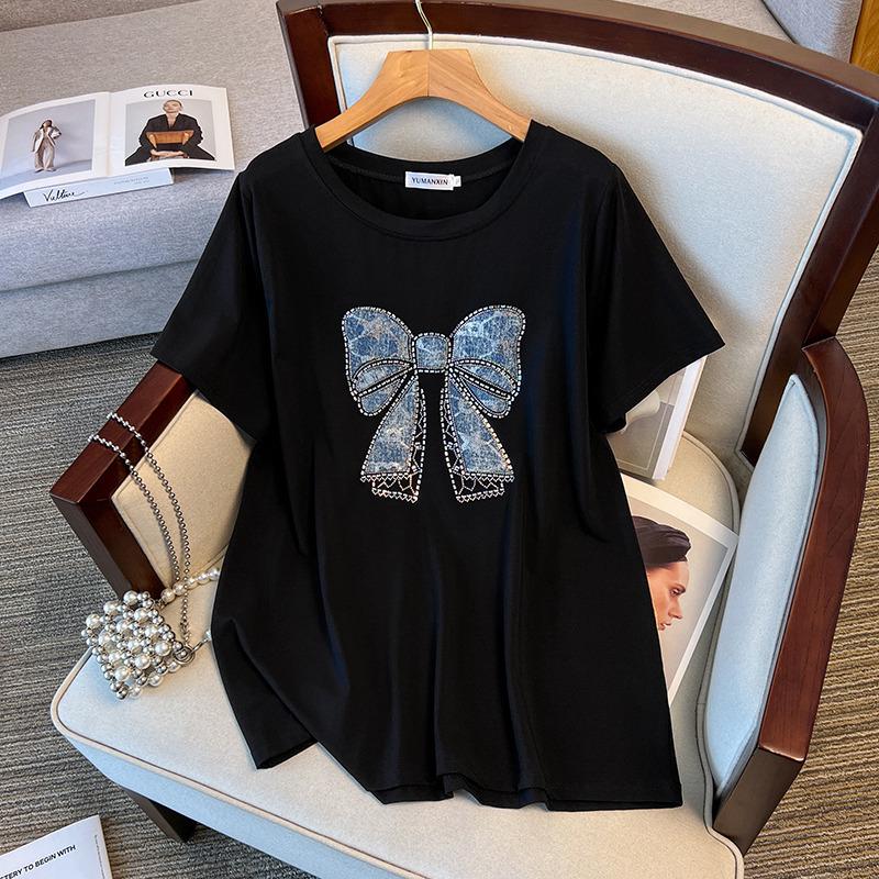 Women's Plus Size Mid-Length Round Neck Short-Sleeve T-Shirt (Sizes up to 350 lbs)