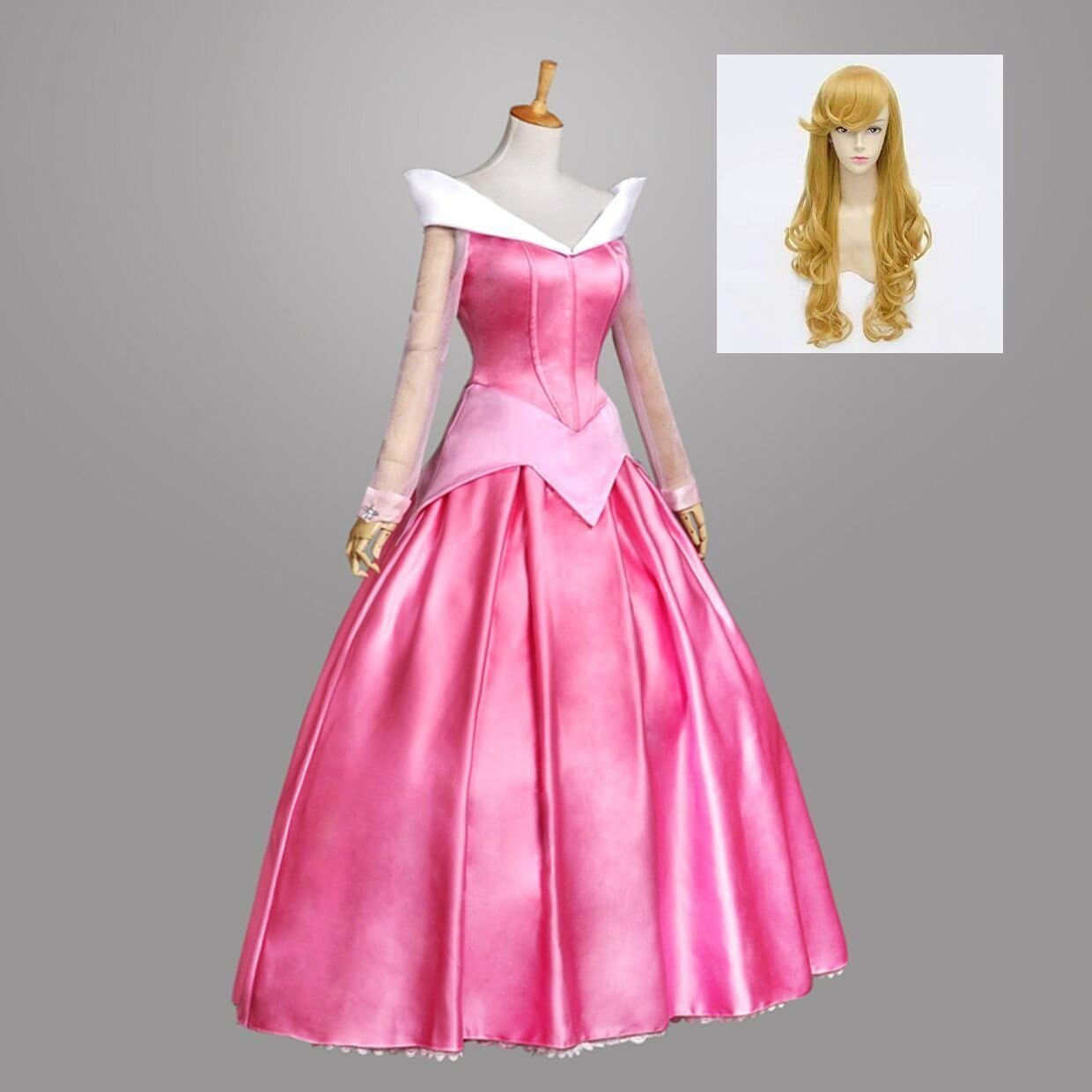 

Костюм для косплея nightbaby Принцесса Пич Спящая красавица Аврора и набор парика (Женский XL)