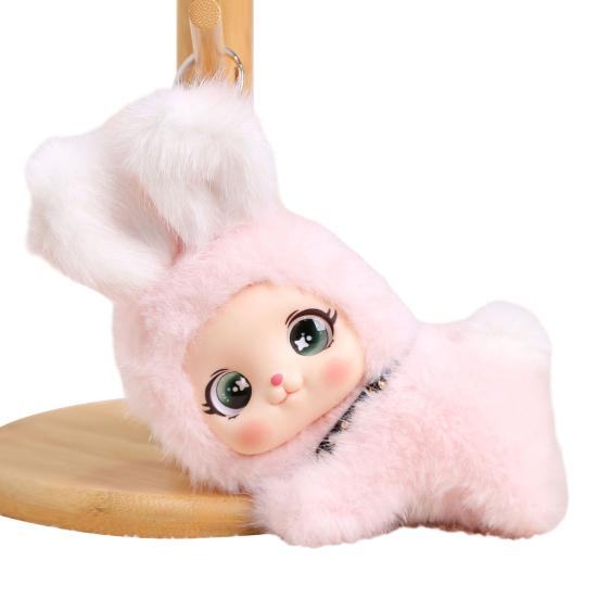 

Cute Fluffy Animal Pendant Soft Fluffy Baby Face Cat Tiger Rabbit Panda Puppy Key Ring for Backpack Keys Stress Relief Gift Accessory D
