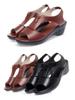 Summer Women Wedge Sandals 2024 Fish Mouth Non-slip Leather Casual Shoe Ladies Retro Platform Sandalias De Mujer Mules