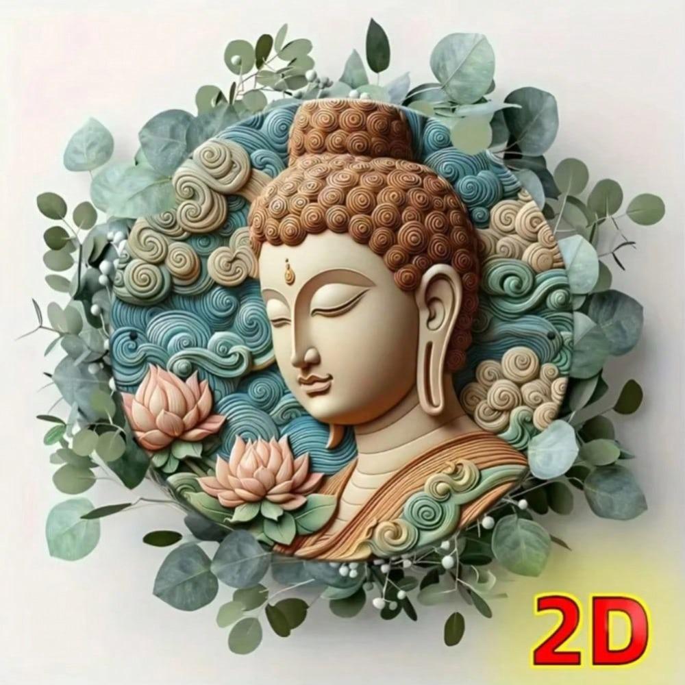 Iron Wall Art Metal Buddha Painting 2D Flat Graphic Waterproof Plaque Home Decor Wall Decor Cafe Living Room Bedroom Bathroom Kitchen Halloween Decor