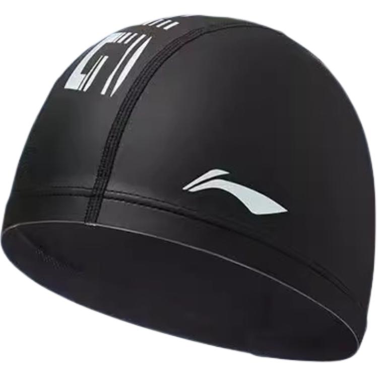 Li Ning Swimming Caps Pu Outdoor Swimming Pool Swim Unisex Black LNYM1