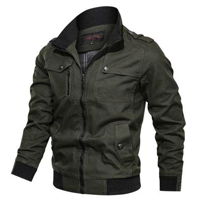 Casual Farbe Jacke Zipper Tasche Stehkragen Übergroßen Mantel männer Baumwolle Dünne Herbst