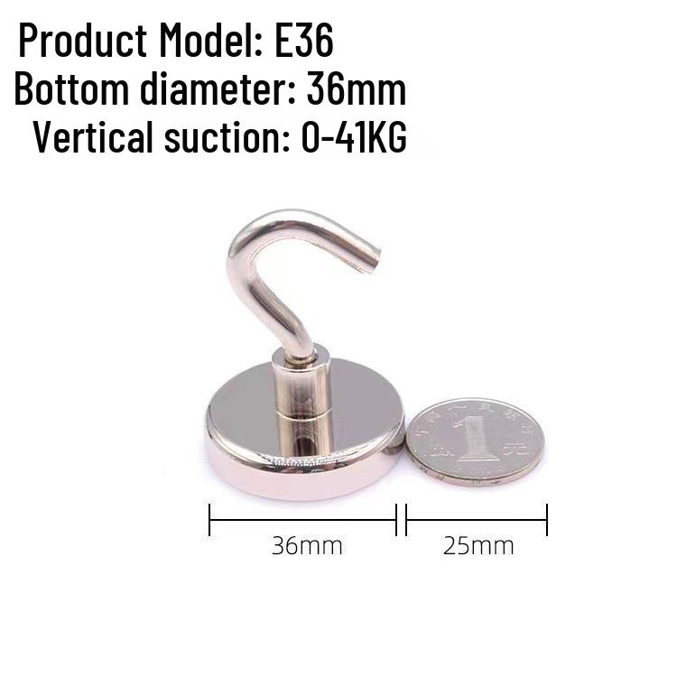 Neodymium Iron Boron Strong Round Magnet Hook - No-Drilling Magnetic Suction Cup