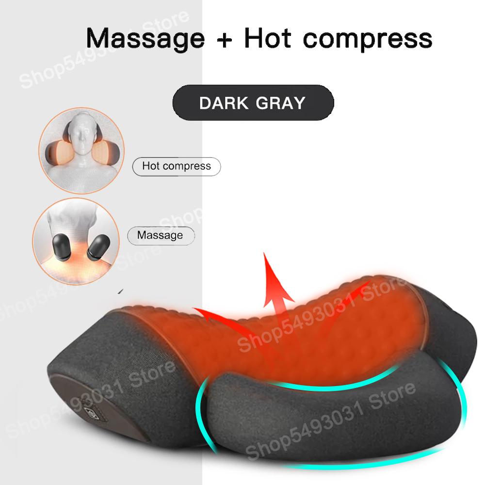 Neck Massage Pillow Cervical Massager Spinal Traction Device Shoulder Neck Massage Pillow Vibration Hot Compress Health Care
