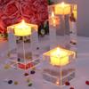 Stylish Crystal Holder 3pcs Cube Shape Tealight Stand for Home Decor Festive Party Wedding Centerpiece Decoration
