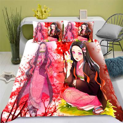 Tueur de démons: Kimetsu no Yaiba Anime Housse de Couette Ensemble Confortable Imprimé Dessin Animé Taille Lit Simple Ensembles de Literie Cadeaux de Noël 3 pièces
