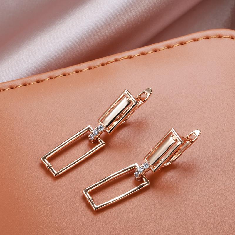 Luxury Square Drop Earrings For Women Unusual  Rose Gold Natural Zircon Geometry Earrings Fashion Minimalist Jewelry