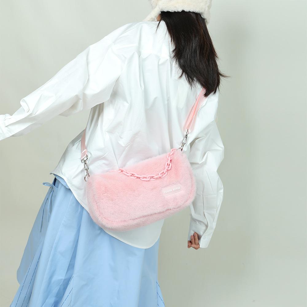 Autumn and winter bags women's high-end plush bags fashion chain messenger bags Boston pillow fluff bags