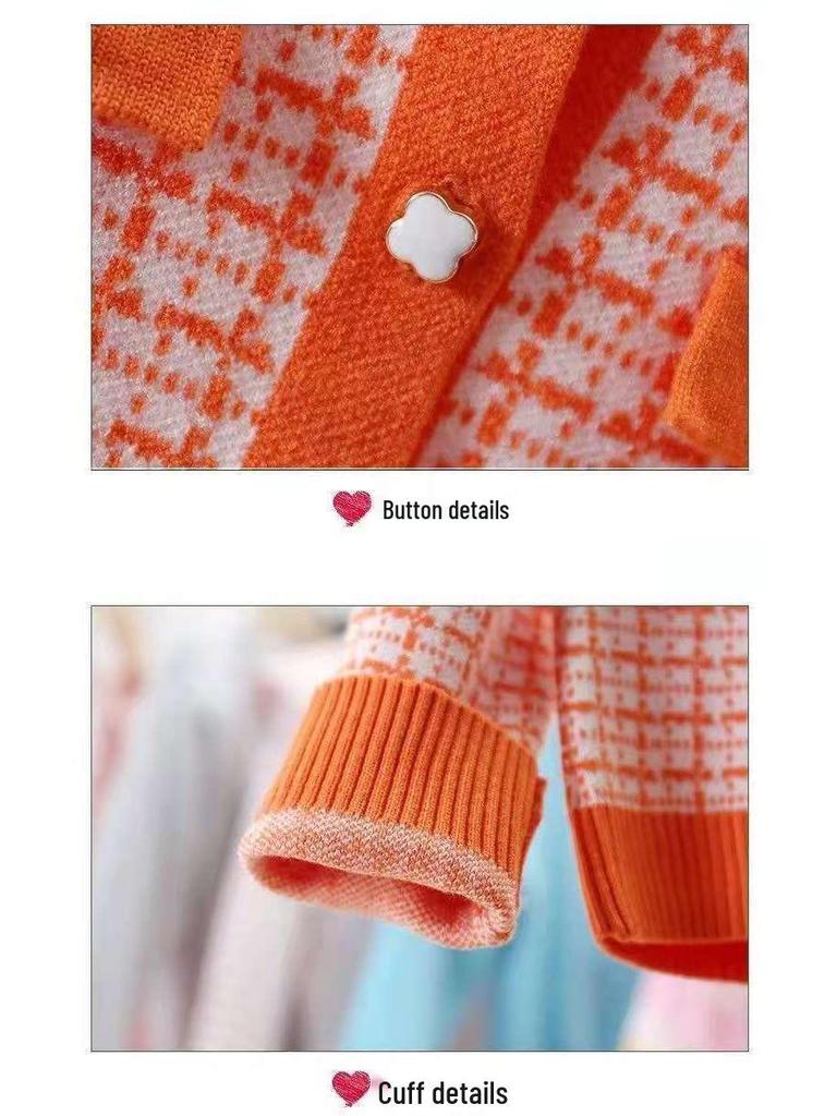 Modischer zweiteiliger Strickpullover- und Rock-Set für Mädchen, Herbst/Winter 2022