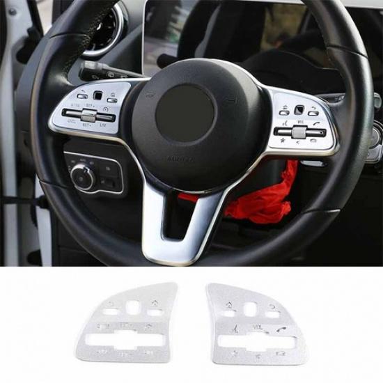 -22 For Benz GLA Car Steering Wheel Button Frame Cover Trim Silver Aluminum