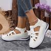 Damen Weiß Plateau Geschlossene Zehen Sommer Sandalen: Atmungsaktiver, vielseitiger Mode-Römerstil.
