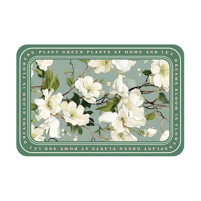 Elegant American Style Floral PU Leather Placemats Heat-Resistant Waterproof Durable Table Mats Dining Room Kitchen
