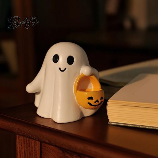 Cute Ghost Ornament Ornaments, Halloween Resin Desktop Hanging Pumpkin Figurine Basket Design, Decor for Party Holiday