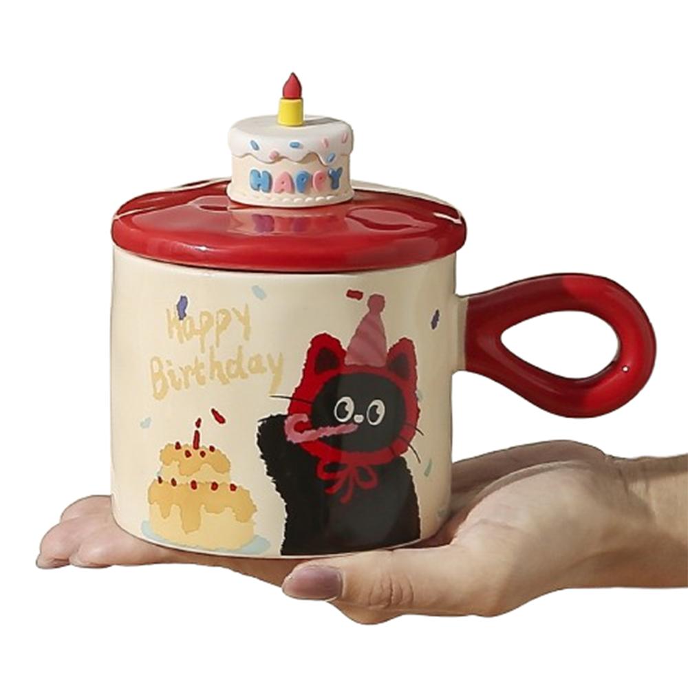 

Happy Birthday Gift Cat Ceramic Mug Creative Cartoon Water Cup Gift Ceramic Coffee Mug Drinkware красный